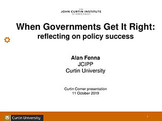 Alan Fenna Curtin Corner presentation