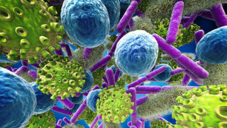 3d rendering various bacteria cells and virus