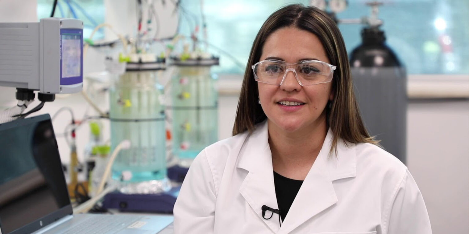 Dr Laura Machuca Suarez inside one of the labs at Curtin University - play video