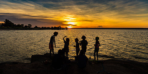 Sunset in aboriginal community Maningrida NT Australia